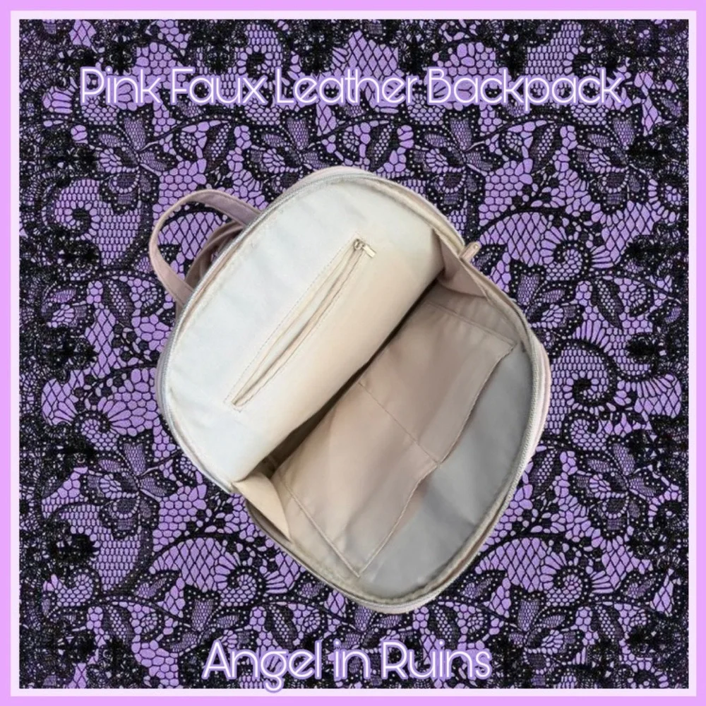 Pink Faux Leather Mini Backpack - Picture 2 of 3